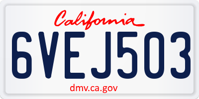 CA license plate 6VEJ503