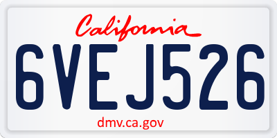 CA license plate 6VEJ526