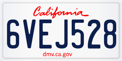 CA license plate 6VEJ528