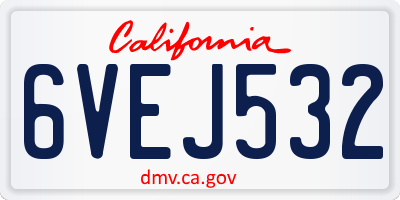 CA license plate 6VEJ532