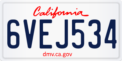 CA license plate 6VEJ534