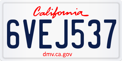 CA license plate 6VEJ537