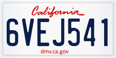 CA license plate 6VEJ541