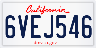 CA license plate 6VEJ546