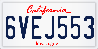 CA license plate 6VEJ553