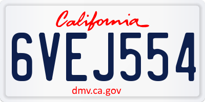 CA license plate 6VEJ554