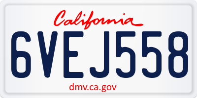 CA license plate 6VEJ558