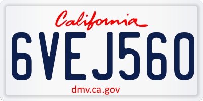 CA license plate 6VEJ560