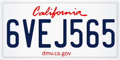 CA license plate 6VEJ565