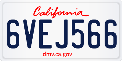 CA license plate 6VEJ566