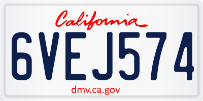 CA license plate 6VEJ574