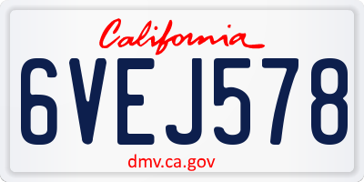 CA license plate 6VEJ578