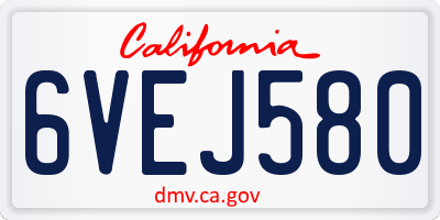 CA license plate 6VEJ580