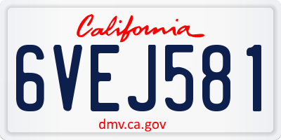 CA license plate 6VEJ581