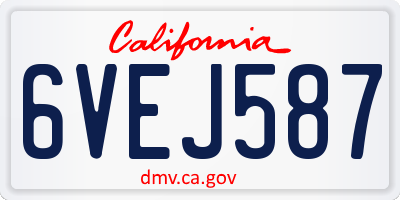 CA license plate 6VEJ587