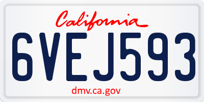 CA license plate 6VEJ593