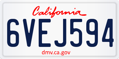 CA license plate 6VEJ594