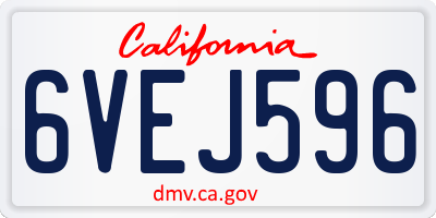 CA license plate 6VEJ596
