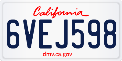 CA license plate 6VEJ598