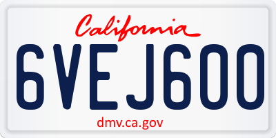 CA license plate 6VEJ600