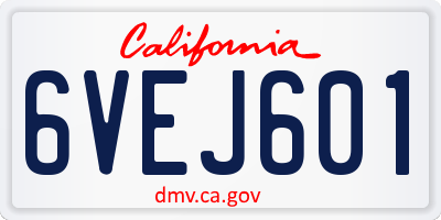 CA license plate 6VEJ601