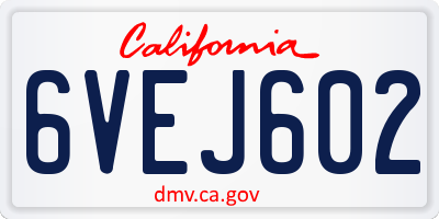 CA license plate 6VEJ602