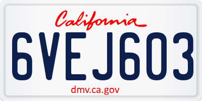 CA license plate 6VEJ603