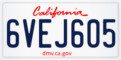 CA license plate 6VEJ605