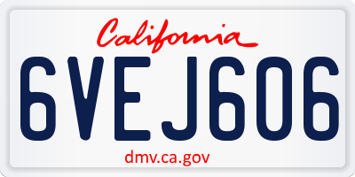 CA license plate 6VEJ606
