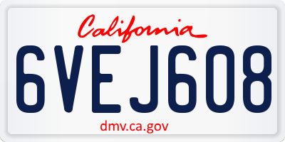 CA license plate 6VEJ608