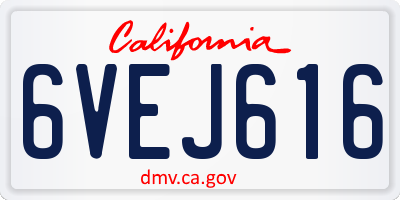 CA license plate 6VEJ616