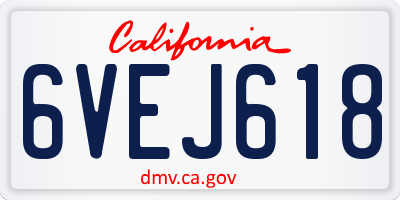 CA license plate 6VEJ618