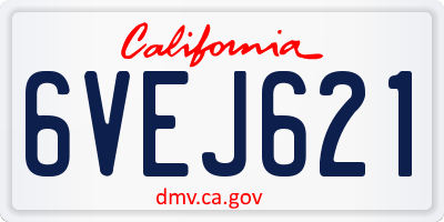 CA license plate 6VEJ621