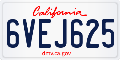 CA license plate 6VEJ625