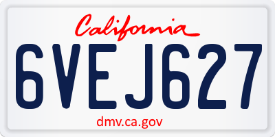 CA license plate 6VEJ627
