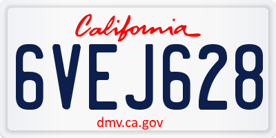 CA license plate 6VEJ628