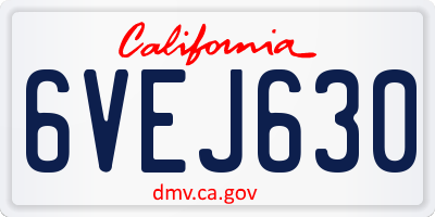 CA license plate 6VEJ630