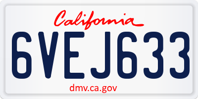 CA license plate 6VEJ633