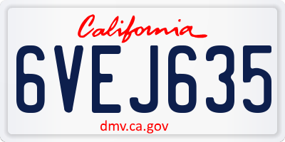 CA license plate 6VEJ635