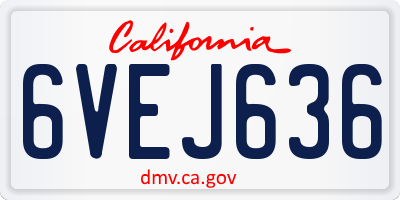 CA license plate 6VEJ636