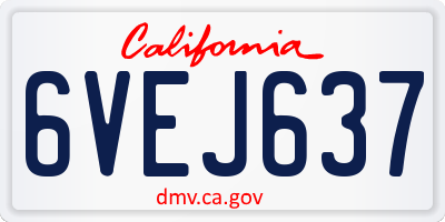 CA license plate 6VEJ637