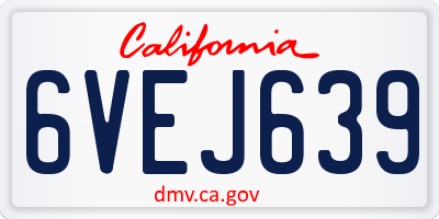 CA license plate 6VEJ639
