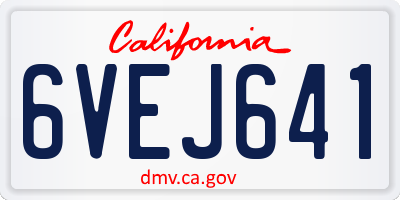 CA license plate 6VEJ641