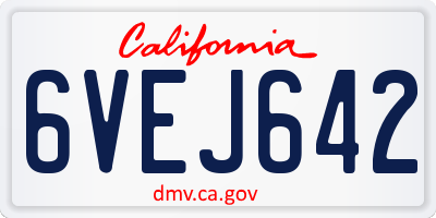 CA license plate 6VEJ642