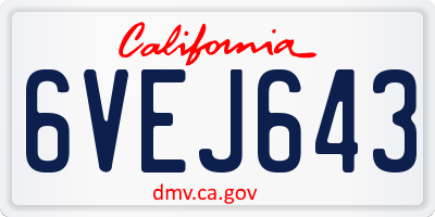 CA license plate 6VEJ643