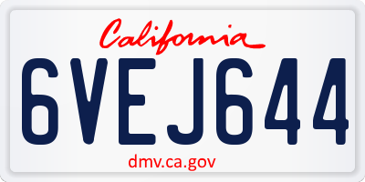 CA license plate 6VEJ644