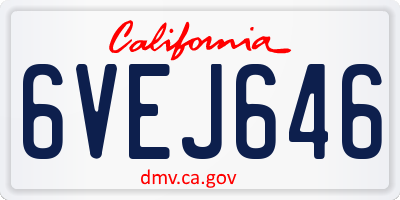 CA license plate 6VEJ646