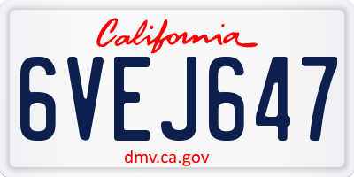 CA license plate 6VEJ647