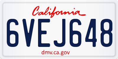 CA license plate 6VEJ648
