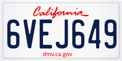 CA license plate 6VEJ649